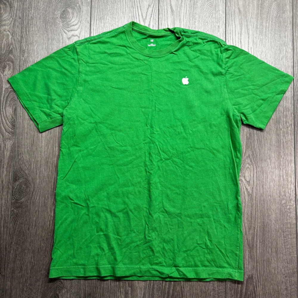 Apple Store Employee T-Shirt Mens Medium Green Recycled Cotton Short Sleeve Logo